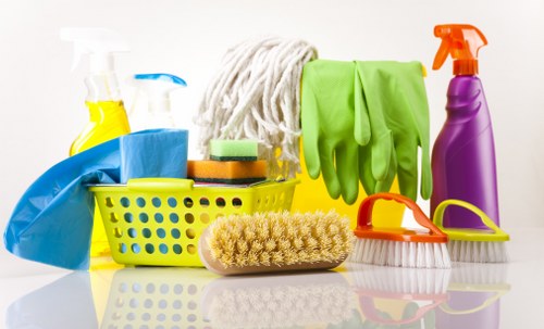 Cleaner working in a Merton family home living room