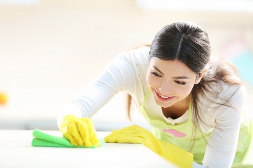 Local cleaning team finishing a post-renovation clean in a Merton home
