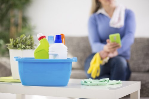 Local cleaning team working in a Merton flat at the end of a tenancy